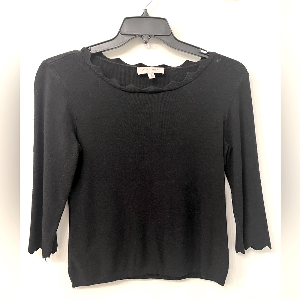 🖤Philosophy Elegant Black 3/4 Sleeve Top